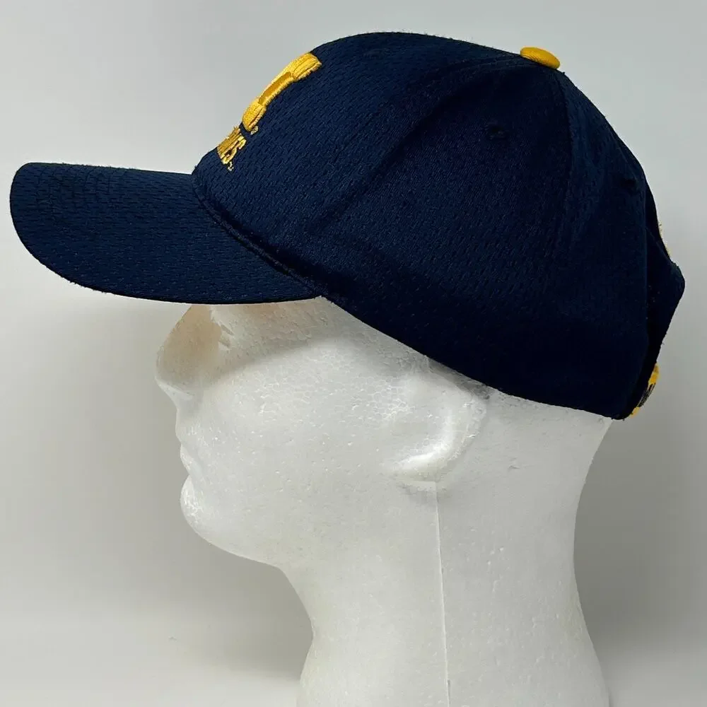 Vintage Michigan Wolverines Hat Baseball Cap Starter Strapback Blue Jersey Mesh